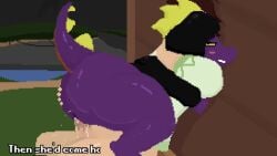 1boy 1girls 2d 2d_(artwork) 2d_animation animated anthro big_ass bouncing_ass cowgirl_position female leezpunk looking_at_viewer male male/female male_human/female_anthro pal_(species) palworld pocketpair purple_skin riding_penis shoestrang sound tagme video