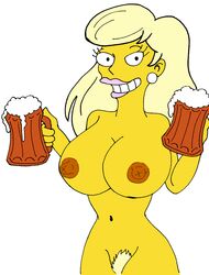 breasts color duckymomoisme duff_beer female female_only front_view holding human nipples nude piercing solo standing tagme the_simpsons titania_(the_simpsons)