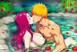 adult_female age_difference ai_generated anime babe beautiful beautiful_females bleach crossover crossover_kiss dreson handsome hero heroine ichigo_kiss_kushina ichigo_kurosaki kissing kunoichi large_breasts mother muscular_male naked naruto naruto_shippuden nature nature_background nipples novelai nude_female older_woman_and_younger_boy onsen orange_hair orange_hair_male partially_submerged red_hair sexy shinigami spiky_hair student uzumaki_kushina voluptuous_female waifu young_male