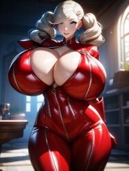 1girls ai_generated ann_takamaki atlus big_breasts blonde_hair blue_eyes breasts cleavage huge_breasts jiuyang-hsien large_breasts light-skinned_female light_skin massive_breasts persona persona_5 platinum_blonde_hair sega top_heavy twintails very_long_hair