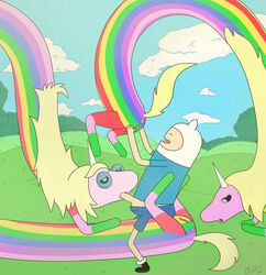 adventure_time bpq00x equine ethel_rainicorn fellatio female finn_the_human human interspecies lady_rainicorn male oral size_difference