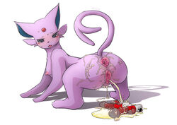 anus eeveelution espeon female female_only feral flucra forehead_jewel fur furry_tail looking_back nintendo nude pokemon pokemon_(species) purple_fur pussy raised_tail solo tagme tail