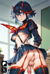 1futa ai_generated blue_eyes breasts cock colored dick erection futa_only futanari futanari futanari/female kill_la_kill light_skin light_skinned_futanari matoi_ryuuko multicolored_hair nickythecreator penis sexy sexy_body sexy_pose short_hair testicles uncensored veiny_penis