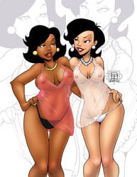 2010 2girls american_dragon:_jake_long asian black_panties breasts callmepo color colored crossover dark-skinned_female dark_skin disney disney_channel donna_tubbs family_guy female female_only hourglass_figure human human_only interracial interracial_yuri light-skinned_female light_skin lingerie mature mature_female multiple_girls nipples panties see-through susan_long the_cleveland_show white_panties yuri