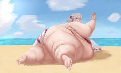 1girls back_view bbw beach bikini cossacksabre fat_arms fat_ass fat_fetish fat_folds fat_thighs female female_only gigantic_ass huge_belly human looking_at_viewer overweight overweight_female solo solo_female spas-12_(girls'_frontline)