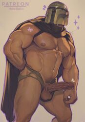 abs balls bara biceps big_balls big_penis daddy din_djarin erection helmet holo_eden male male_nipples male_only mandalorian manly muscular_male nipples nude pecs penis star_wars the_mandalorian