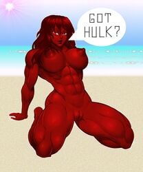 1girls 2d betty_ross elee0228 felsus female female_only hulk_(series) marvel red-skinned_female red_she-hulk red_skin solo