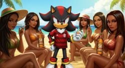 1boy 5girls ai_generated anthro beach beer brazil cachaça flamengo football_uniform hedgehog latina meme shadow_the_hedgehog sonic_(series)