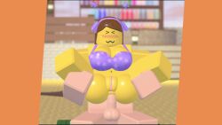 1boy 1boy1girl 1girls 3d anal anal_sex animated blocky_body bloxzrd blush brown_hair carrying female loop no_sound purple_bikini purple_ribbons roblox roblox_avatar robloxian shiny_butt tagme video yellow_body yellow_skin