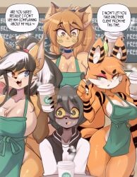 big_breasts breasts cleavage dou_(diives) elizabeth_fox female furry goya_(lucyfercomic) huge_breasts lucyfercomic mau_(lucyfercomic) thick_thighs wide_hips