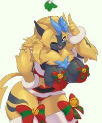 aurora_(nbanoob) big_breasts breasts cleavage female furry huge_breasts juzzt5 pokemon pokemon_(species) thick_thighs wide_hips zeraora