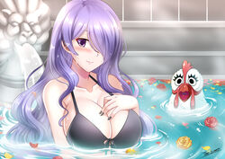 bath bikini black_nails blushing camilla_(fire_emblem) camilla_(muppets) cleavage fire_emblem fire_emblem_fates large_breasts muppets nail_polish name_connection purple_hair the-sinner the_muppet_show