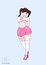 1girls 2d alternate_costume anime_style asian asian_female big_breasts blizzard_entertainment breasts brown_eyes brown_hair color colored d.va digital_media_(artwork) discko_d.va drawing drawn female hana_song jeoh2020 nipples_visible_through_clothing overwatch overwatch_2 purple_skirt signature skirt solo twintails voluptuous voluptuous_female watermark white_skin