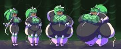 1girls belly_expansion big_belly big_breasts breast_expansion huge_belly huge_breasts kanna_(blaster_master) overweight_female royaloppai thick_thighs weight_gain