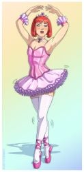 2d 2d_(artwork) ambiguous_gender armpit artist_name ballerina ballerina_position ballerina_shoes ballet ballet_slippers blush choker corset crossdressing dancing drawing femboy flats fully_clothed male male_only original pink_clothing red_hair shoes sissy skirt sleepystephbot solo stockings thighhighs tiptoes tutu