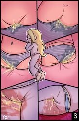 ass bedwetting belly_button blonde_hair close-up close_up comic comic_page commission have_to_pee inside-view inside_view omorashi original original_character panties panty_pov panty_tag peeing pussy sleeping tag wetting wetting_self yellowzonemx