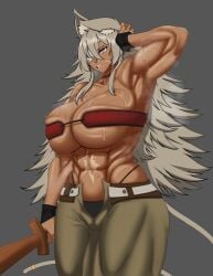 abs dark-skinned_female ghislaine_dedoldia hyper_breasts mango_pj muscular_female mushoku_tensei