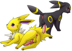 animal_genitalia animal_penis anus ass balls canine_penis eeveelution flucra fur furry_ears furry_tail jolteon knot male male_only nintendo penis pokemon pokemon_(species) presenting tagme tail umbreon