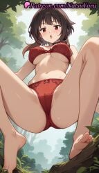 1girls :o ai_generated alternate_breast_size anime anime_style asian ass bangs bare_legs bare_shoulders barefoot black_choker black_hair blush bow bow_bra bow_panties bra breasts brown_hair bust busty cameltoe choker day feet female female_focus female_only foot_fetish forest from_below hentai juicy_butt kono_subarashii_sekai_ni_shukufuku_wo! large_breasts legs lingerie looking_at_viewer looking_down medium_breasts megumin natsuyoru nature navel open_mouth outdoors panties pantsu red_bra red_eyes red_panties short_hair short_hair_with_long_locks soles solo solo_female spread_legs squat squatting stomach thighs toenails toes tree underboob underwear underwear_only voluptuous voluptuous_female