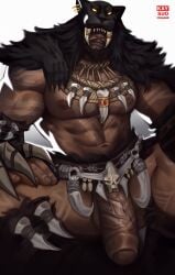 abs bara beard big_pecs big_penis black_panther_(marvel) black_panther_(marvel_rivals) black_panther_(series) covered_eyes facial_hair flaccid flaccid_penis kaysuo large_penis male male_focus male_only marvel marvel_comics marvel_rivals muscular muscular_male nipples pecs penis solo solo_male spread_legs t'challa veiny_penis