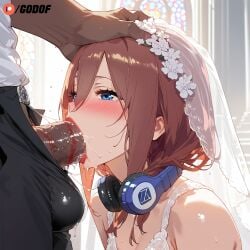 1boy 1femboy ai_generated big_penis black_penis blowjob dark-skinned_male deep_blowjob deepthroat femboy gay go-toubun_no_hanayome godof hand_on_head lipstick lipstick_mark lipstick_on_penis male male_only nakano_miku patreon rule_63 sissy trap yaoi