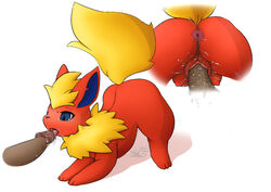 anus eeveelution erection female feral flareon flucra interspecies male nintendo nude orange_fur penis pokemon pokemon_(species) pussy raised_tail sex straight tagme tail yellow_hair