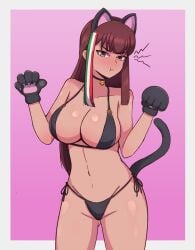 angry blush brown_body brown_eyes brown_hair cat_ears cat_tail chilo_chan chilo_sports female female_only liga_mx lingerie mexican_female paws