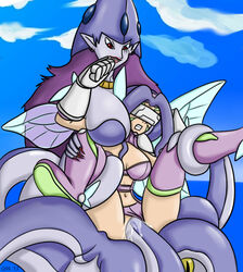 4_wings calamaramon calmaramon clenched_teeth digimon digimon_frontier fairimon fairy fairy_wings fairymon female female_only interspecies kazemon multiple_females purple_hair pussy_juice quasi99 rape red_eyes size_difference spread_legs squid tagme tentacle tentacle_rape tentacle_sex vaginal_penetration wings yuri