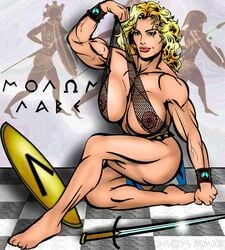 1girls 300 amazon ancient_greece ancient_history athletic athletic_female big_breasts female female_only fishnet_topwear fresco gorgo history huge_breasts human human_only ihcoyc light-skinned_female light_skin mature mature_female muscular muscular_female sensual shield skimpy spartan sword voluptuous voluptuous_female