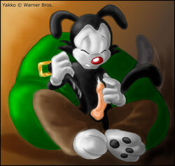 animaniacs ayelet_ripley black_fur color cum female feral fur penis sitting solo tagme tail tailwag topless white_fur yakko_warner