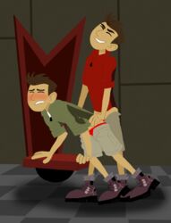 2boys accurate_art_style anal_penetration anal_sex brown_eyes brown_hair chris_kratt fully_clothed gay gay_sex male male_only mr._toodles selfcest sex_from_behind sex_on_chair tagme wild_kratts yaoi