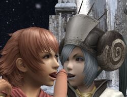 3d calestia cater faceless_male female final_fantasy final_fantasy_type-0 licking_penis oral penis psp_graphics ratounador teamwork threesome xnalara