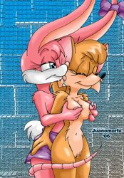 2006 anthro babs_bunny female female_only fur furry juanomorfo mammal multiple_females pink_fur rabbit rat rhubella_rat rodent tagme tiny_toon_adventures uncensored