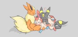 black_fur eeveelution fellatio feral flareon fur interspecies male male_only multiple_males nintendo nude oral orange_fur pink_fur pokemon pokemon_(series) pokemon_(species) sex sylveon umbreon yaoi yellow_fur