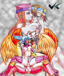 00s 1boy 1girl \r\n anal anal_sex arm_behind_head artist_name bangs blonde_hair blue_eyes blue_hair blush breasts breasts_apart brown_eyes brown_hair burninggreymon claws clitoris clothed_sex collarbone couple digimon digimon_frontier erection eye_contact female functionally_nude gauntlets gloves goggles goggles_on_head green_eyes half-closed_eyes hand_in_another's_hair hand_in_own_hair hand_on_another's_cheek hand_on_another's_face hand_on_face hand_up happy happy_sex hat head_wings helmet hetero human izumi_orimoto jadenkaiba kanbara_takuya large_breasts legs long_hair looking_at_another looking_at_viewer mask matching_hair/eyes moaning mouth_mask nipples no_bra no_panties on_lap on_person orimoto_izumi parted_lips partially_undressed penis pussy reverse_upright_straddle riding sex sex_from_behind short_hair shutumon sitting sitting_on_lap sitting_on_person smile spread_legs takuya_kanbara teeth testicles thighhighs uncensored vritramon wings zephyrmon zoe_orimoto zoom_layer