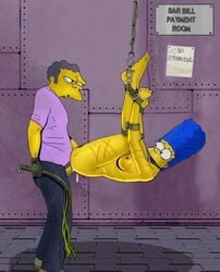 animated bondage bound color female gag gagged human male marge_simpson moe_szyslak restrained straight tagme the_simpsons wrists_to_ankles