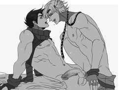 2boys am anal battle_tendency bottomless caesar_zeppeli gay jojo's_bizarre_adventure joseph_joestar male male_only missionary_position penis sex shirt_lift sitting spread_legs table tagme uncensored yaoi