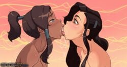 2girls animated asami_sato avatar_legends black_hair blowjob blue_eyes blush bulge canon_couple chocolate_and_vanilla closed_eyes dark-skinned_female dark_skin deepthroat dildo dildo_gag dildo_in_mouth dildo_penetration double_dildo double_dildo_deepthroat double_ended_dildo drooling eyeshadow fellatio female female_only hair human interracial korra lesbian lipstick makeup medium_breasts multiple_females nickelodeon oral owler pale_skin saliva saliva_drip saliva_string saliva_trail sharing slim sloppy smooth_skin the_avatar the_legend_of_korra throat_barrier throat_bulge throat_training tongue tongue_out vintem water water_dildo water_tribe yuri