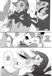 azuma_minatsu blush censored comic cum eeveelution female kemono kissing male nintendo penis pokemon pussy sylveon translated video_games