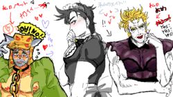 animal_ears battle_tendency blonde blonde_hair collar crossdressing diamond_is_unbreakable green_eyes jojo's_bizarre_adventure joseph_joestar maid_uniform male_only old_joseph red_lipstick rose_(artist) stardust_crusaders tagme tequila_joseph tora_(artist)