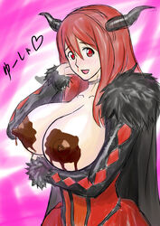 archenemy_and_hero chocolate chocolate_on_breasts maou nosebleed tagme