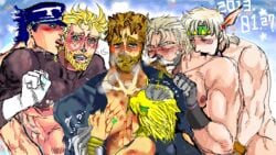 battle_tendency caesar_zeppeli dio_brando gay jojo's_bizarre_adventure joseph_joestar jotaro_kujo magojiji male old_joseph rose_(artist) stardust_crusaders stardust_crusaders_(ova) tora_(artist)