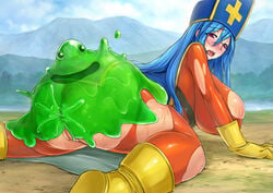 1girls all_fours anal anal_penetration anus ass back_view blue_hair blush bodysuit boots breasts bubble_slime clothing doggy_style dragon_quest dragon_quest_iii drooling eyewear fat_mons female from_behind glasses gloves hat heavy_blush huge_areolae huge_breasts large_areolae leotard long_hair looking_at_viewer looking_back mesiuma_joutai monster no_bra no_panties on_ground on_stomach open_mouth perky_breasts priest_(dq3) puffy_areola purple_eyes pussy rape red_eyes saliva sex sideboob skintight slime slime_(dragon_quest) slime_monster smile solo sweat thick_thighs thighs torn_clothes uncensored