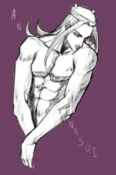 jojo's_bizarre_adventure male_only narciso_anasui purple_background rose_(artist) stone_ocean tagme