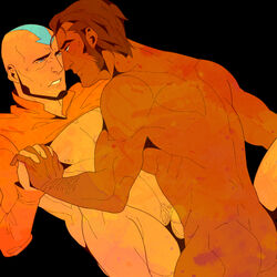 2boys aang aged_up air_nomad airbender_tattoo avatar_legends avatar_the_last_airbender beard clothing gay male male_only multiple_boys multiple_males older_male polapaz123 pubic_hair smooth_skin the_avatar the_legend_of_korra water_tribe yakone yaoi