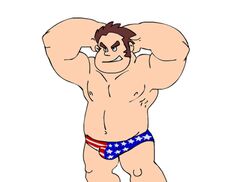 1boy american_flag_shorts animated brown_hair bulge cowboy_shot dancing disney feet_out_of_frame gay hands_behind_head male male_nipples male_only mostly_nude no_visible_genitalia ralph_(wreck-it_ralph) shaking_butt slightly_chubby solo tagme thrusting topless white_background wreck-it_ralph yaoi