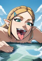 ai_generated female giantess licking open_mouth princess_zelda the_legend_of_zelda vore zelda_(breath_of_the_wild)
