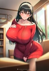 ai_generated big_ass big_breasts big_butt breasts female happy hi_res high_resolution highres huge_ass huge_breasts indoors large_ass large_breasts leggings living_room long_hair looking_at_viewer mature mature_female smile spy_x_family standing sweater thick thick_thighs vanillaramen voluptuous voluptuous_female wide_hips yor_briar yor_forger