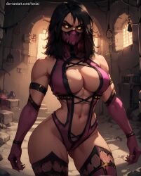 ai_generated big_breasts breasts female female_only huge_ass huge_breasts huge_hips huge_thighs mileena mortal_kombat solo solo_female tesiai thick_thighs