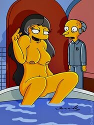 bath breasts claudia-r clothes color female front_view human indoors jessica_lovejoy male montgomery_burns nipples nude sitting tagme the_simpsons